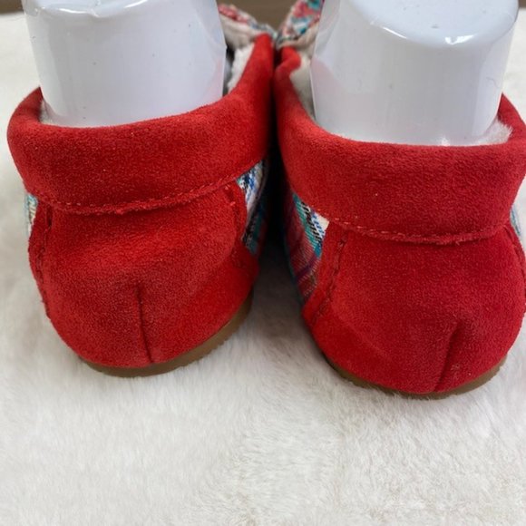 Lands' End Women's Soft Flannel Moccasin Slippers Plaid Red NWOT size 10‎ - Picture 10 of 13